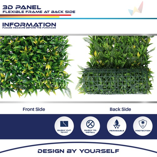 20x20" Artificial Imitación 3D Mezcla Plantas Helecho Privacidad Valla Decoración Esteras Seto #03 - Imagen 3 de 7