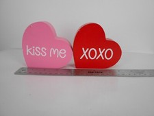 2 Wood HEART Love Sign Decorative Cut Out Freestanding Block Letter valentine  s