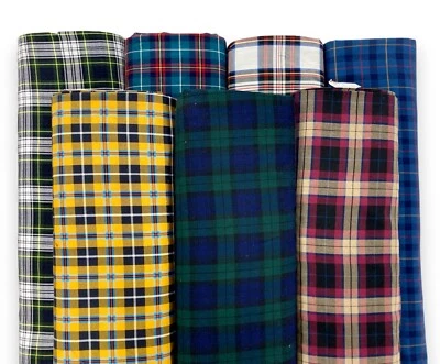 Plaid Fabric Poly Viscose Blend Warm Soft Scottish Tartan Check Dressmaking