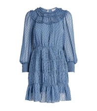 NWT Sandro Women size 38 US 6 Polka Dot Gwen Ruffled Sheer Mini Dress