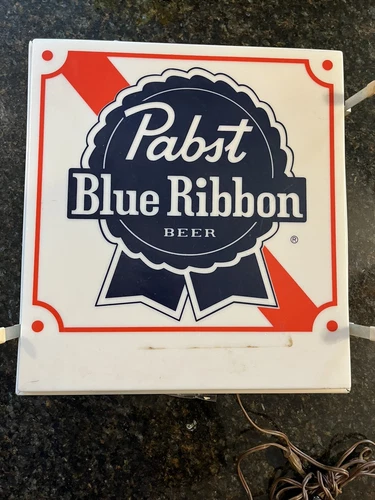 VTG Pabst Blue Ribbon PBR Beer Old-Time Flavor 2-sided Lighted sign PARTS ONLY