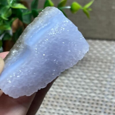 50-80g Natural Blue Lace Agate Quartz Crystal Chalcedony Druzy Geode Rough Stone