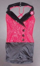 NWOT Petite adult Dance Costume fits 10-12child Red Faux sequin shorty unitard