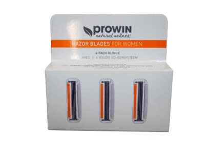 proWin RAZOR 3er Pack Ersatzlingen für Frauen 3x 4-Fach Klinge Rasur Haare Bein