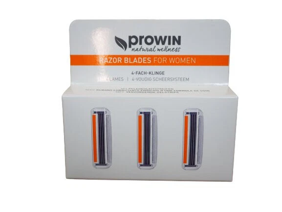 proWin RAZOR 3er Pack Ersatzlingen für Frauen 3x 4-Fach Klinge Rasur Haare Bein