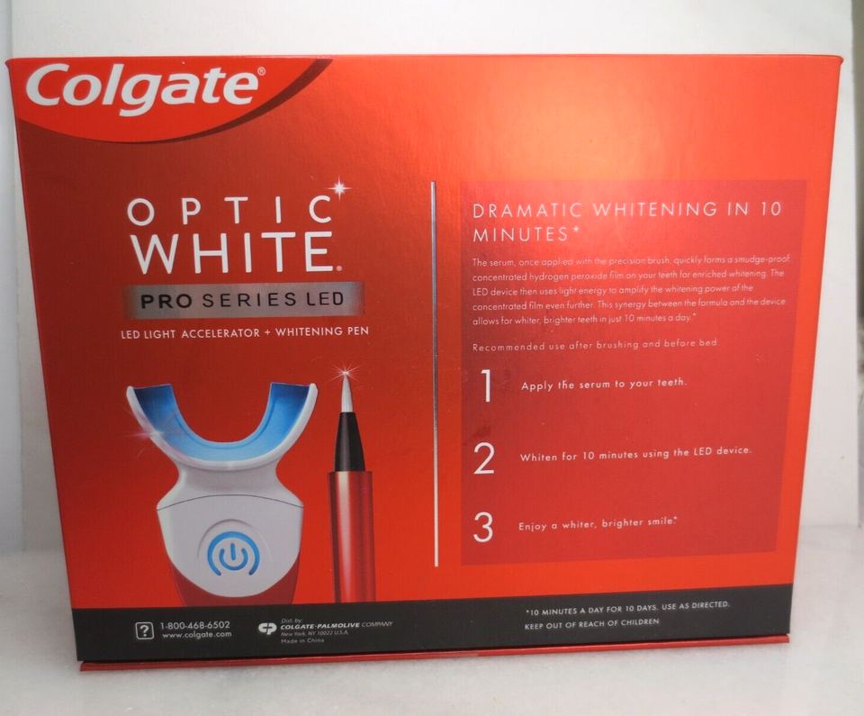 Colgate Plus Light COLGATE OPTIC WHITE PRO SERIES LED DEVICE LIGHT TEETH WHITENING SET EXP ...