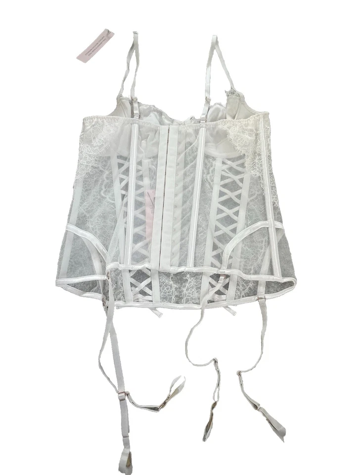 Victoria’s Secret Fleur Wicked Corset With Garter Small Ivory NWT - image 4 of 4