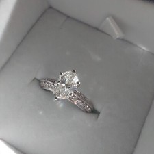 Diamond Engagement Ring Oval 1.03 Carat Lab Grown IGI Cert 18k WG VVS2 H-color