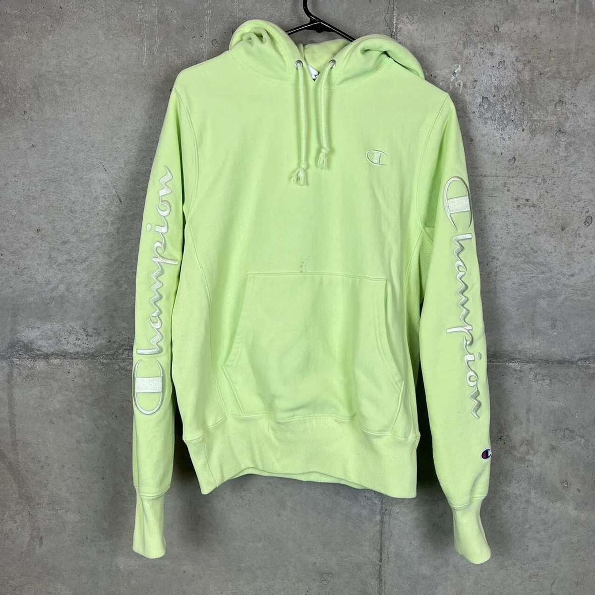 Champion reverse weave lime hoodie sweatshirt hotsell