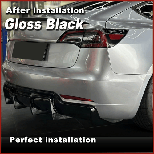 Fit for Tesla Model 3 Sedan 2016-23 Gloss Black Rear Bumper Diffuser Lip Spoiler - Picture 4 of 10