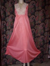 Vintage Pandora California Lacy Nylon Empire Formal Nightgown Nighty Lingerie M