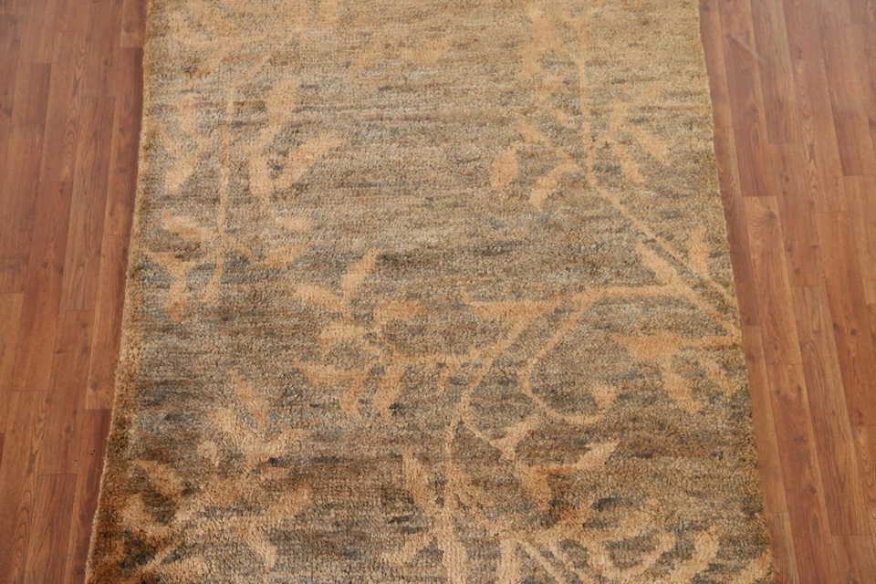 Transitional Nature Print Moroccan Oriental Area Rug 5'x7' Jute Hand-knotted Rug - Image 3 of 4