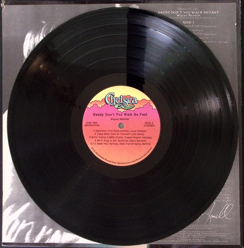 WAYNE NEWTON DADDY DON'T YOU WALK SO FAST CHELSEA RECORDS   VINYL LP 171-29 - Image 4 of 4