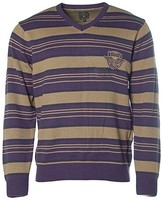 Kitaro Herren V-Pullover Strick Streifen M Lila/Beige -Urban Division- K1700
