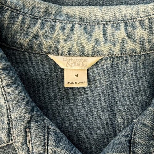 Christopher & Banks VINTAGE Denim Patriotic Button-Down Womens Size M - Picture 2 of 8