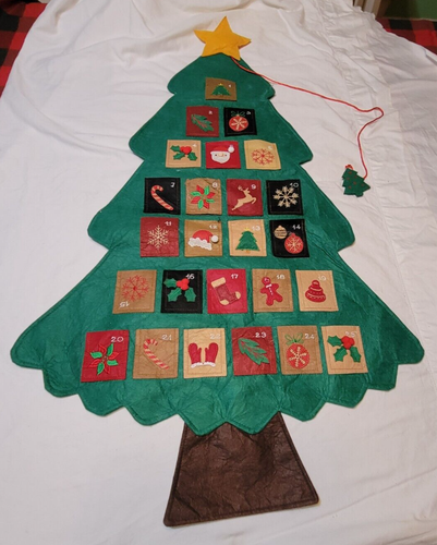 Albero di Natale Avvento conto alla rovescia decorazione vacanze tasche da appendere a parete alte 3 piedi - Foto 2 di 9