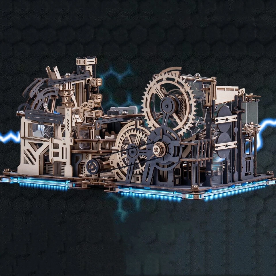 ROKR 3D Puzzle Wood Spaceport Marble Night City with Linkage Model Gift Adults - Image 2 of 4