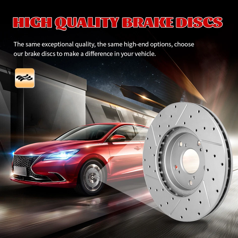 Rear Drilled Disc Brake Rotors for 13 - 16 Lincoln MKZ 2013 - 2020 Ford Fusion - Image 4 of 4