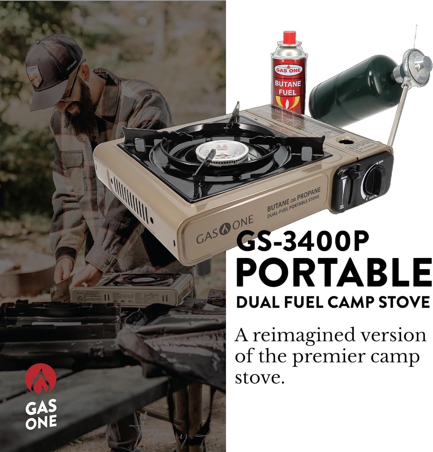 Gas One GS3400P Propane or Butane Stove Dual Fuel Stove Portable