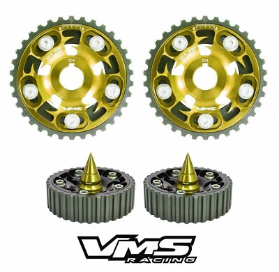 VMS RACING 2 CAM GEARS + BOLTS SPIKES GOLD FOR HONDA ACURA B18A B18B B20B B20Z