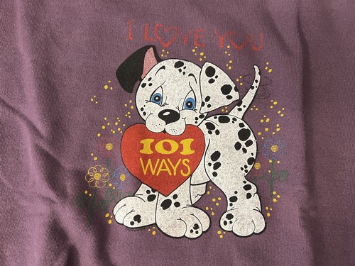 #3 VINTAGE 90'S JERZEES SWEATSHIRT PUPPY I LOVE YOU 101 WAYS DALMATIAN SZ XL - Picture 2 of 7