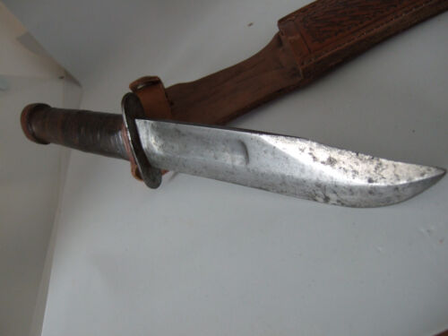 Vtg WW2 WW 2 MILITARY Era Combat FIGHTING Knife + Sheath L@@K!!!