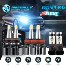 For 2015-2022 Ford F-150 8-sides LED Headlight Fog Light Bulbs Kit 9005 H11 9145