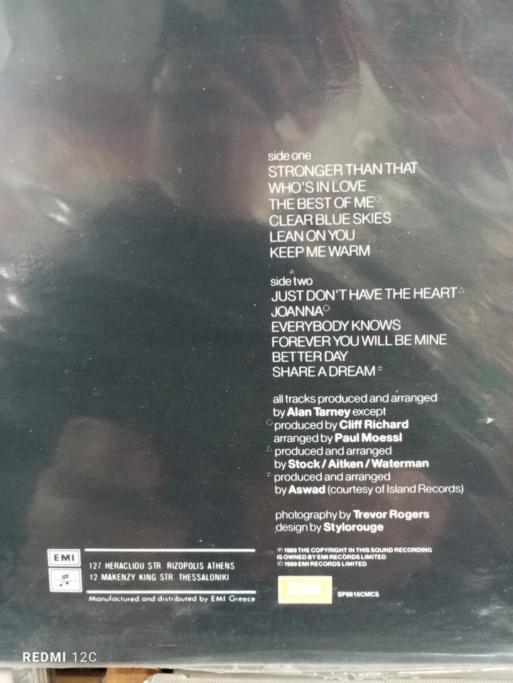 Cliff Richard ‎– Stronger Vinyl LP Album Greek 1989 Analogue 1st press NEW item* - Image 2 of 4