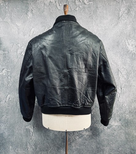 Mirage Vintage Men's Black Leather Bomber Jacket size XL - Picture 3 of 8