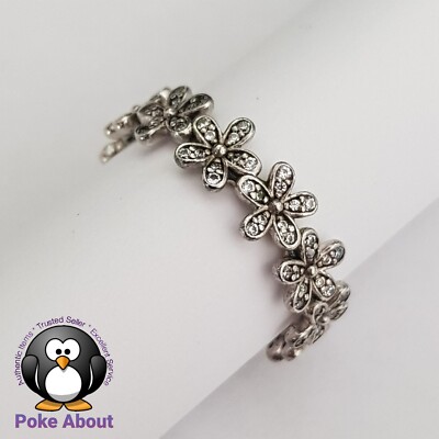 Genuine Authentic Pandora Silver Daisy Flower CZ Eternity Ring 190934CZ size 56