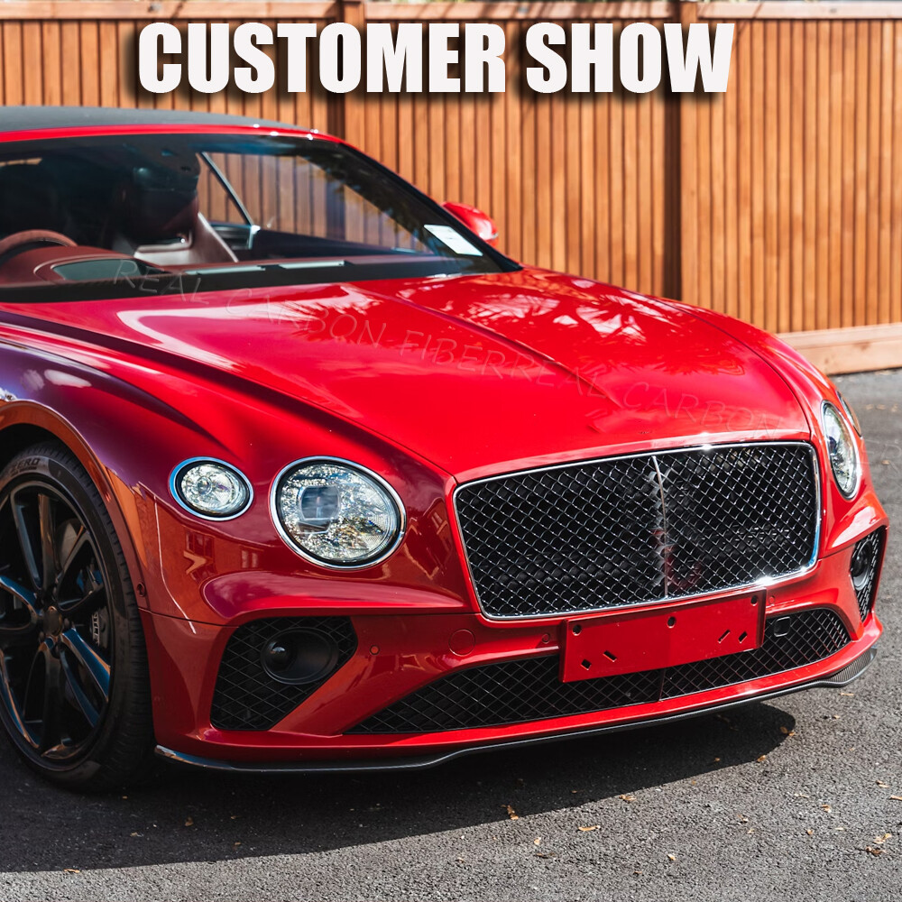 For Bentley Continental GT GTC 18+ REAL CARBON Front Bumper Lip Splitter Spoiler