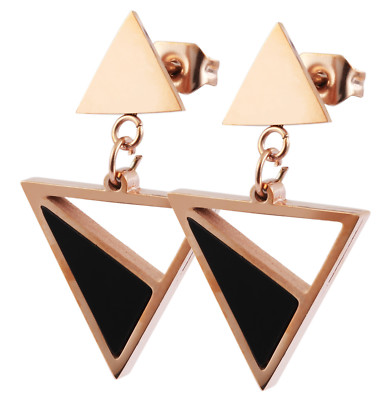 Aroncent Viking Ohrringe Für Damen & Herren – Edelstahl, Geometrische Herz/Kreis/Dreieck-Designs, Silber/schwarz