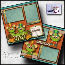 THANKSGIVING 2020 mask  quarantine 2 premade scrapbook pages paper CHERRY 0210