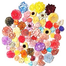 Wood Flowers Bouquet Multi Color Types Handmade with Stems DIY Easy Assemble 19 