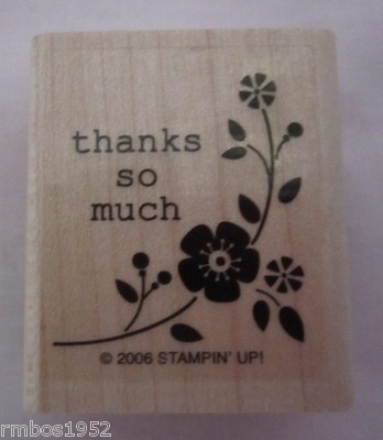 Stampin Up Tags so Much ''Thanks So Much'' Single Rubber Stamp Floral 2006 