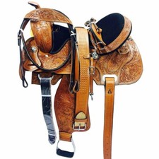 Western Barrel Racing Horse Saddle Premium Leather with tack set 10'' to 18' in