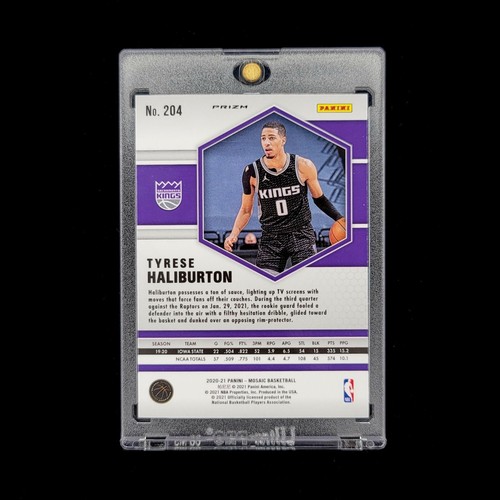 Tyrese Haliburton RC - 2020-21 NBA Mosaic Orange Reactive Prizm Holo Rookie #204 - Picture 2 of 2