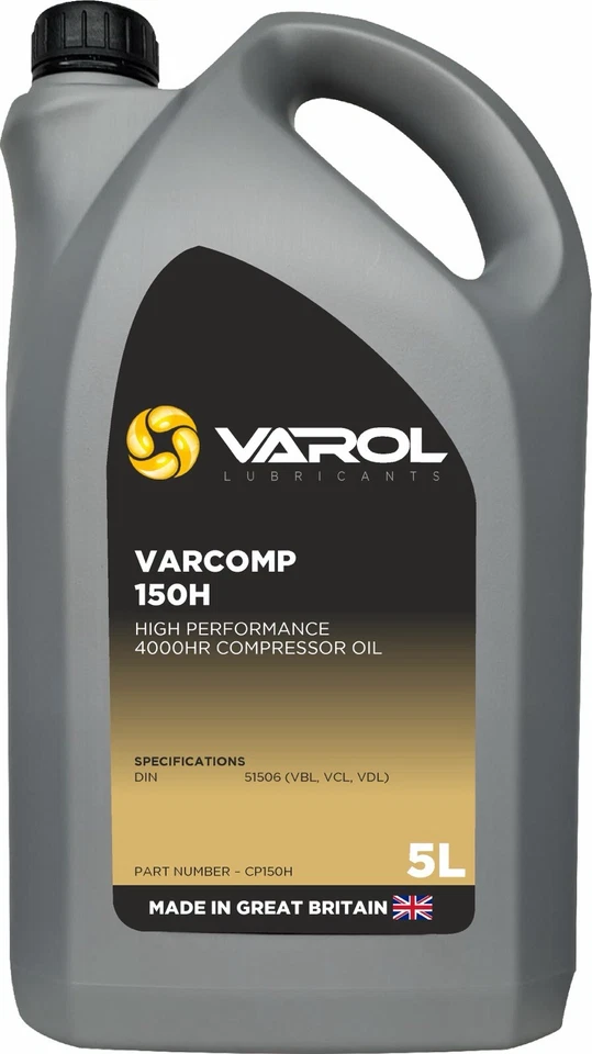 VAROL LUBRICANTS Varcomp 150 4000 HR - 5 Litre - Compressor Oil - Hydrovane - Screw - Rotary-ISO