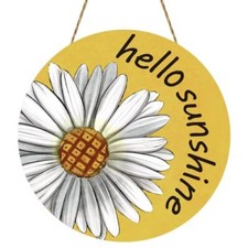 Summer Daisy Hello Sunshine Door Sign Summer Daisy Front Door Decor Rustic