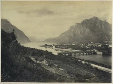 Tirage albuminé Francis Frith. Vue de Lecco. Italie. Italia