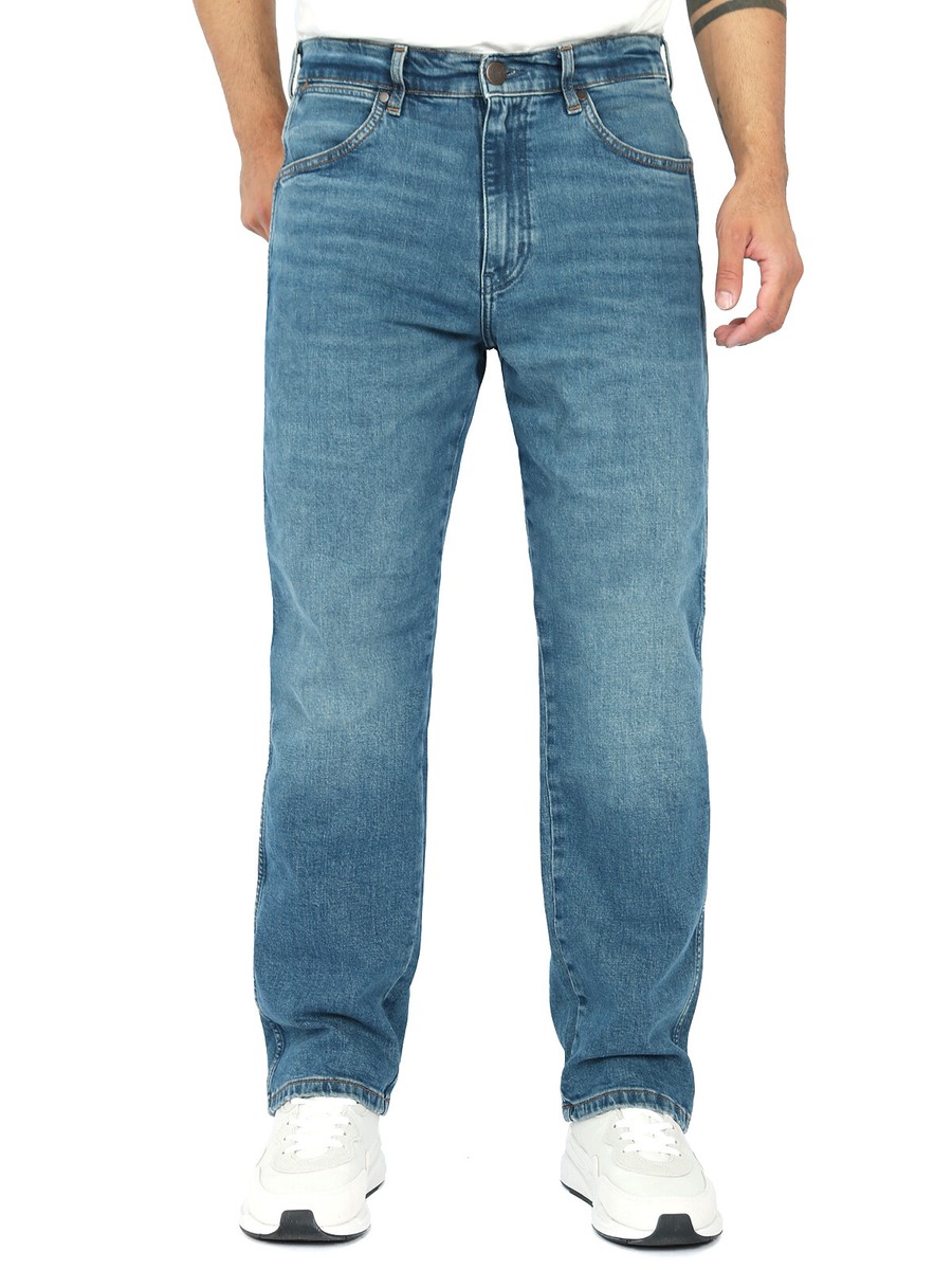Wrangler Mens Relaxed Straight Fit Stretch Jeans Frontier