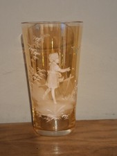 Beautiful 4" Amber Mary Gregory Glass