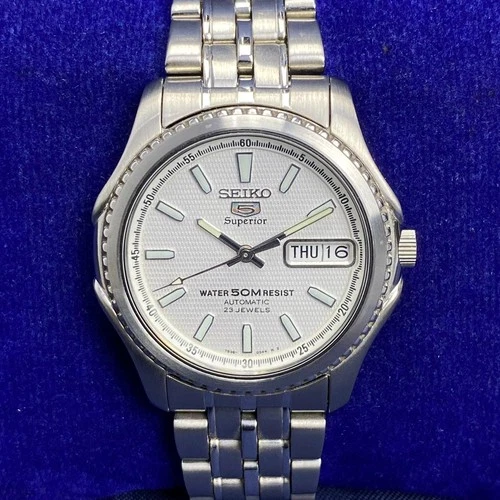 RARE Seiko 5 Superior SKZ047 Texture Dial Automatic 7S36 Vintage Watch