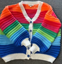 Davi & Dani Colorful Stripes  Cardigan Sweater (sz L)