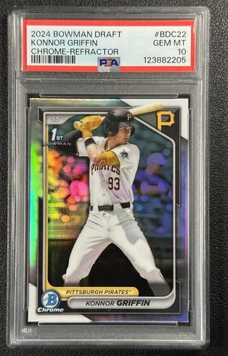 KONNOR GRIFFIN PSA 10 2024 BOWMAN CHROME DRAFT #BDC-22 REFRACTOR 1ST PROSPECT 05