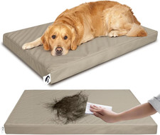 Waterproof Dog Bed for Crate Pad, Leather Pet Mat with Wipeable Removable Cover,