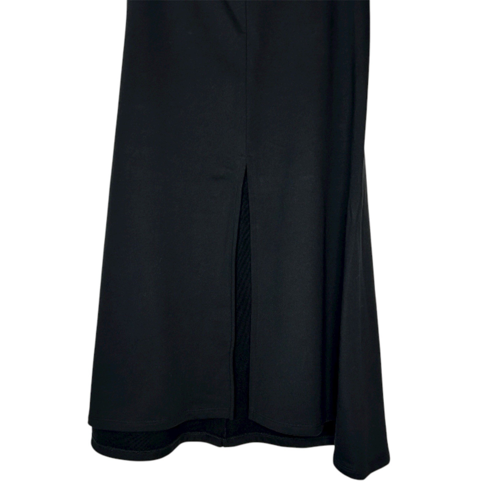 CUYANA Women L Black Organic Pima Cotton Terry Elastic Waist Split Front Skirt