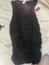 Black bodycon Form fitted Ruched Strapless Womens Sexy Dress size Medium NWT