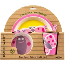 TheClearConscience Bamboo kids dinnerware set 5 pieces tableware set Butterfly