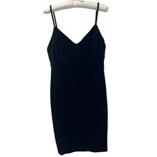 H&M Black Velvet Sexy Slinky Spaghetti Strap Little Black Dress Size Large